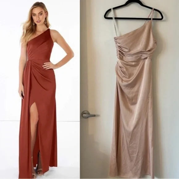 Azazie Mika Bridesmaid Dress Blush Pink Size 6 - Picture 3 of 10